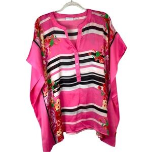 NY & Co Floral Kimono Style Tunic white pink, beige size M‎